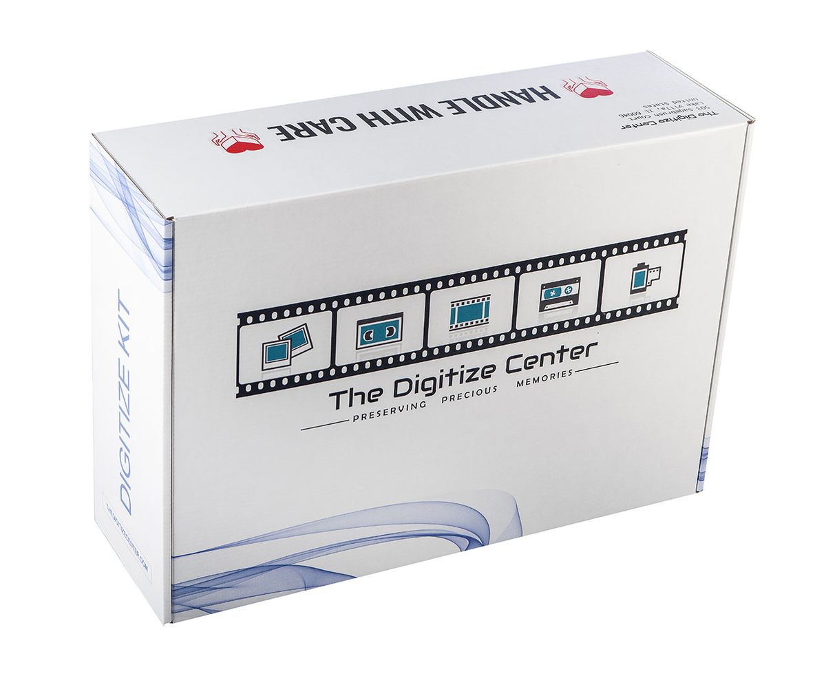 The Digitize Center’s white Digitize Kit shipping box